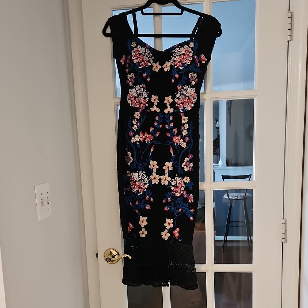 Guess Pink and Orange Spaghetti Strap Midi Sundress